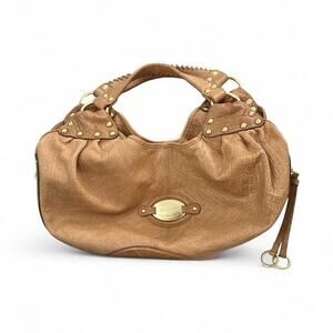 B Makowsky Genuine Leather Berlin Ball Tote Satchel Shoulder Bag Vachetta Brown